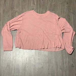 Pink Cropped Long Sleeve With Pocket